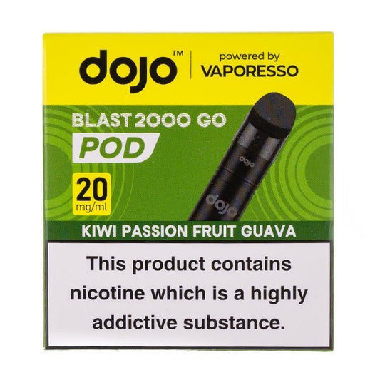 BUY 1 GET 1 FREE | Kiwi Passionfruit Guava Dojo Blast 2000 Go Prefilled Pod + Refill by VaporessoVAPE INDIA - Vape India
