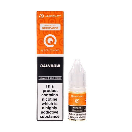 BUY 1 GET 1 FREE | Rainbow Q Series 6000 Nic Salt E - Liquid by JuiceletVAPE INDIA - Vape India