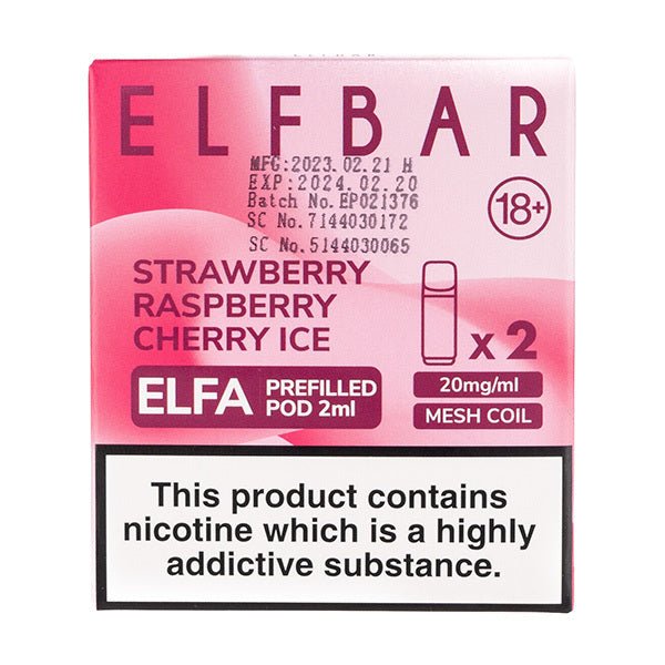 BUY 1 GET 1 FREE | Strawberry Raspberry Cherry Elfa Ice Prefilled Pods by Elf BarVAPE INDIA - Vape India