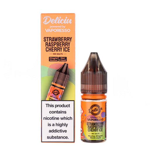 BUY 1 GET 1 FREE | Strawberry Raspberry Cherry Ice Nic Salt E-Liquid by Vaporesso Deliciu V2VAPE INDIA