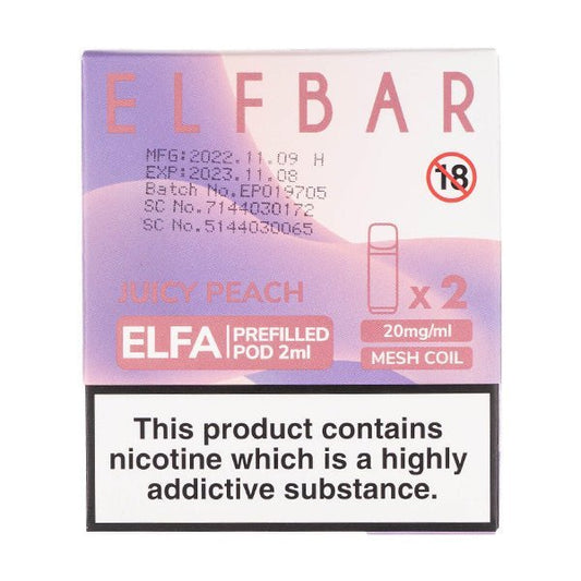 BUY 1 GET 1 FREE | Juicy Peach Elfa Prefilled Pods by Elf BarVAPE INDIA - Vape India