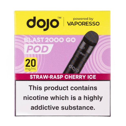 BUY 1 GET 1 FREE | Straw - Rasp Cherry Ice Dojo Blast 2000 Go Prefilled Pod + Refill by VaporessoVAPE INDIA - Vape India