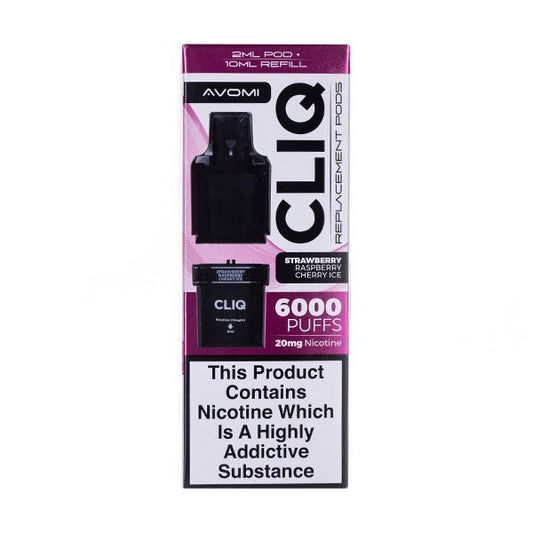 BUY 1 GET 1 FREE | Strawberry Raspberry Cherry Ice Cliq 6000 Prefilled Pod + Refill by AvomiVAPE INDIA - Vape India