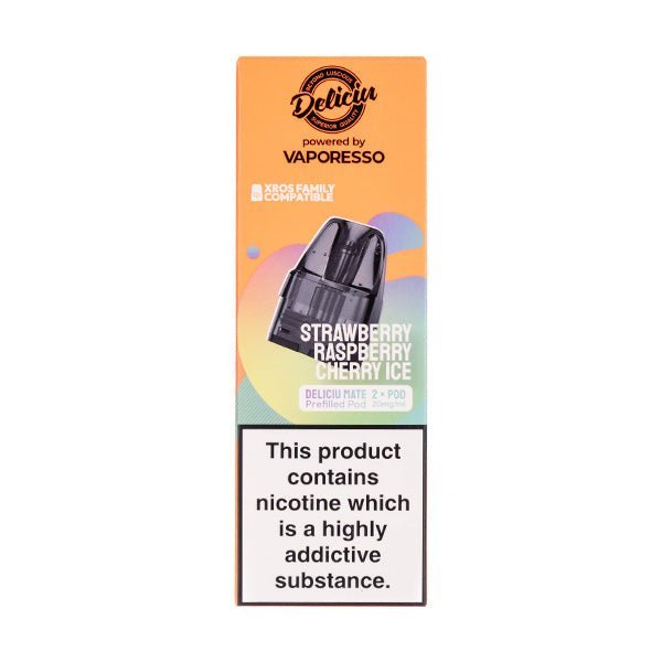 BUY 1 GET 1 FREE | Strawberry Raspberry Cherry Ice Deliciu Mate Prefilled Pods by DeliciuVAPE INDIA - Vape India