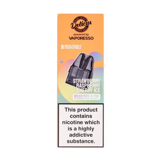 BUY 1 GET 1 FREE | Strawberry Raspberry Cherry Ice Deliciu Mate Prefilled Pods by DeliciuVAPE INDIA - Vape India