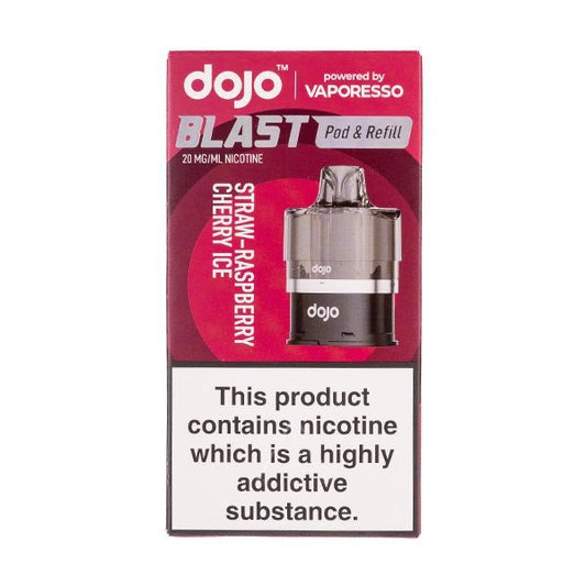 BUY 1 GET 1 FREE | Strawberry Raspberry Cherry Ice Dojo Blast 6000 Prefilled Pod + Refill by VaporessoVAPE INDIA - Vape India
