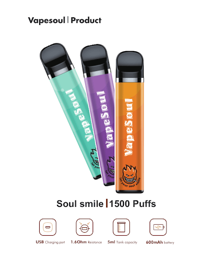 BUY 1 GET 1 FREE | VapeSoul Smile II Rechargable Disposable Vape (1500Puffs) India | Vape India